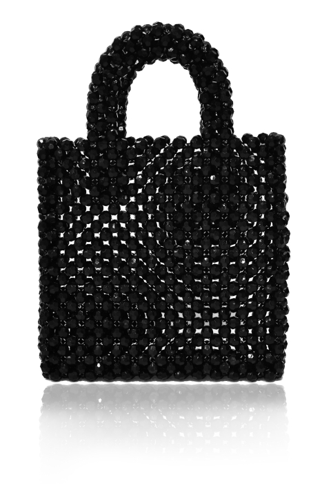 Сумка "Барокко" черная, из акриловых бусин, кутюр 