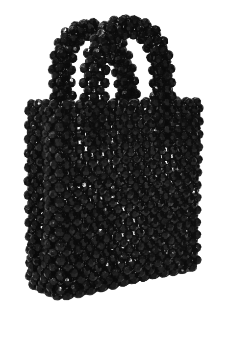 Сумка "Барокко" черная, из акриловых бусин, кутюр 
