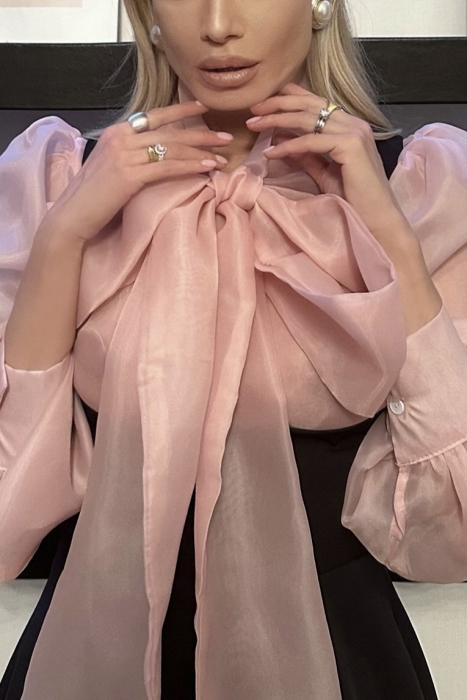 Блуза "Иоланда" пудровая (нежно-розовая), органза