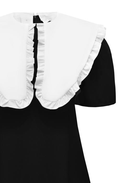 Платье "Армина" черное, широкий острый белый воротник, мини