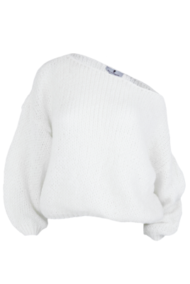 Джемпер (кофта, свитер) "Лусио" белый, крупная вязка, на одно плечо