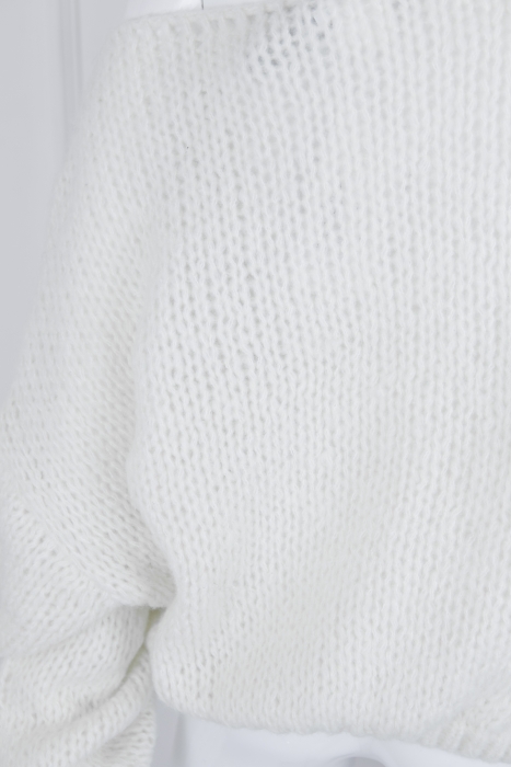 Джемпер (кофта, свитер) "Лусио" белый, крупная вязка, на одно плечо