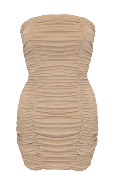 Платье  "Лаура" , Бежево - Нюдовое , Облегающие , Драпированное ,Минни