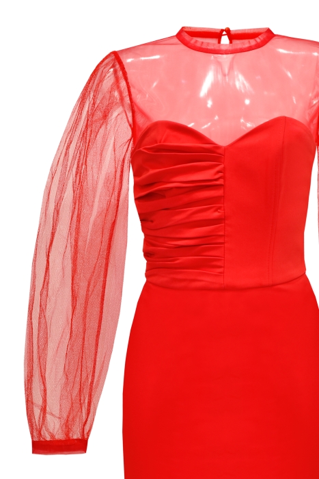 Комплект "Келси" красный (платье мини с блузкой из сетки)