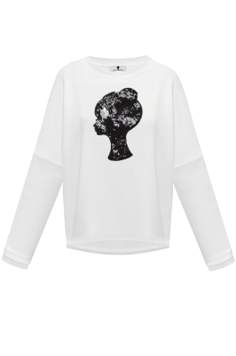 Свитшот "Гаррет" молочный, трикотаж, черное лого из пайеток