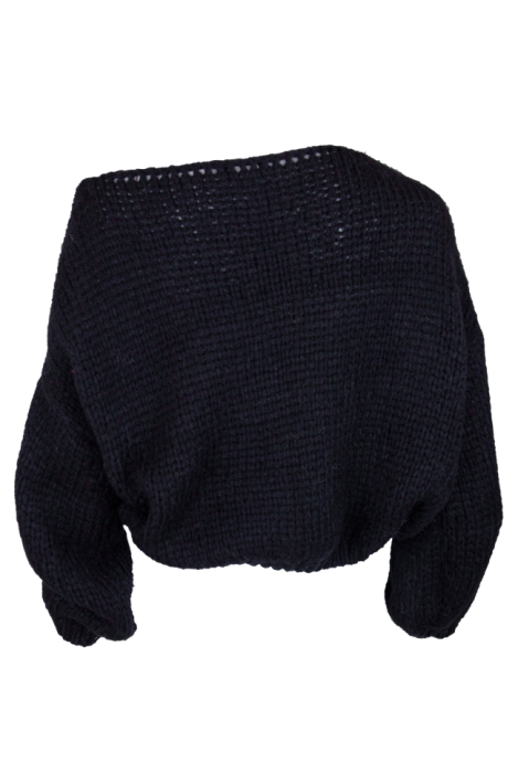 Джемпер (кофта, свитер) "Лусио" черный, крупная вязка, на одно плечо