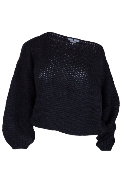 Джемпер (кофта, свитер) "Лусио" черный, крупная вязка, на одно плечо