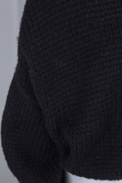 Джемпер (кофта, свитер) "Лусио" черный, крупная вязка, на одно плечо