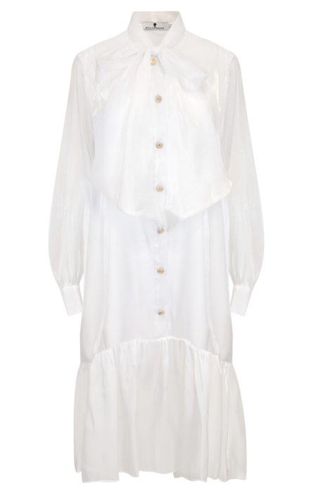 Платье "Аливия" Органза ,Перламутр с Бантом (Молочный)