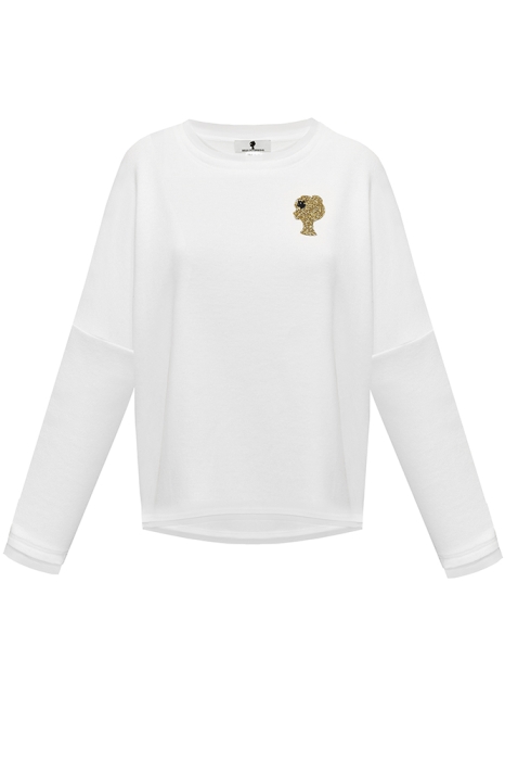 Свитшот "Гаррет" молочный, трикотаж, золотое лого из страз