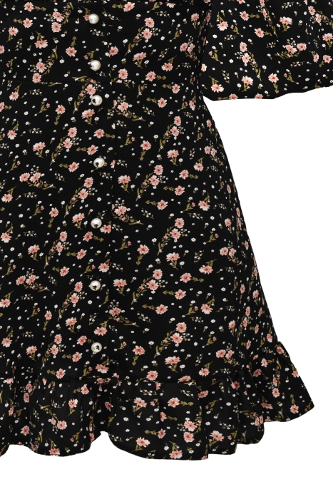 Платье "Эрнеста" черное, цветочный принт