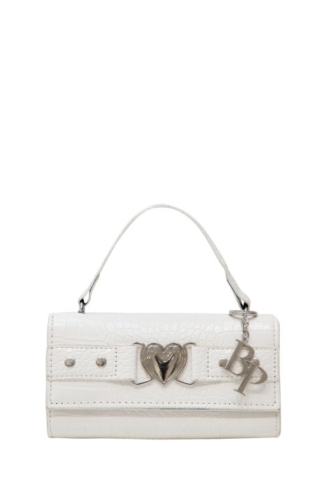 Сумка "Кайа" молочная, с сердцем, эко-кожа, имитация кожи крокодила