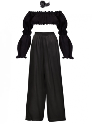 Костюм "Лана" черный, атлас (шелк)