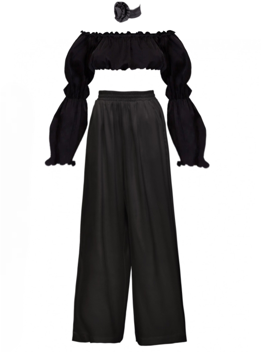 Костюм "Лана" черный, атлас (шелк)