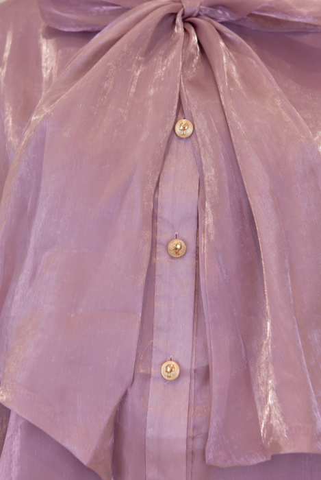 Платье "Аливия" Органза ,Перламутр с Бантом (Пудровый)