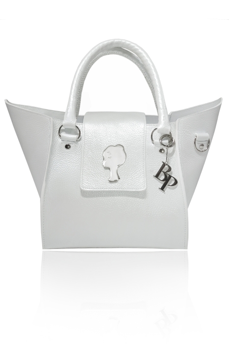 Сумка "Белиссимо" белая (перламутр), мини (серебро)