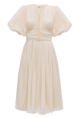 Платье "Изабелла" нюдовое, фатин в точку, миди