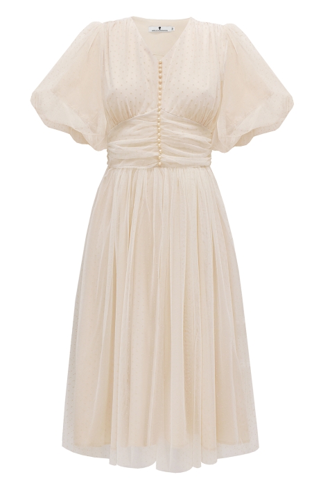 Платье "Изабелла" нюдовое, фатин в точку, миди