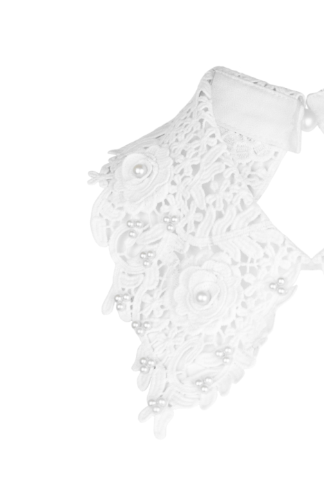 Воротник с объемным узором, цветы, жемчуг