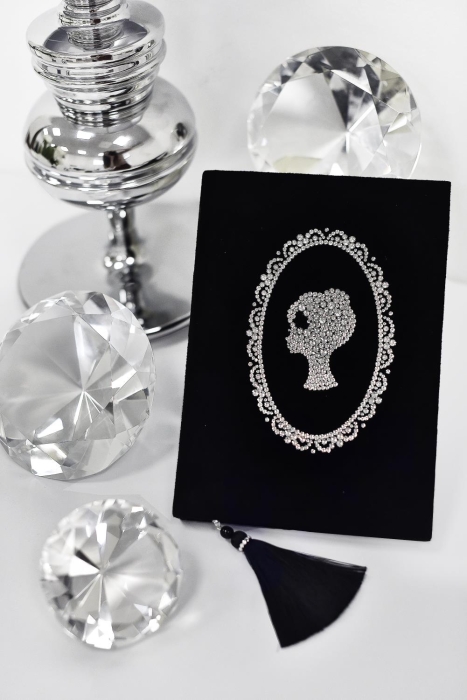 Ежедневник "ЛОГО", черный, бархат, стразы Swarovski 