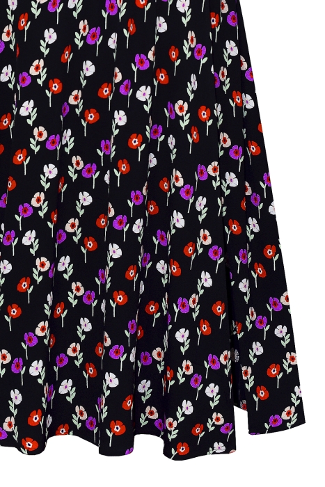 Платье "Эсми" черное, принт мелкие цветы мультицвет