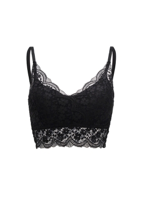 Топ - кроп - бра - бюстье "Лэнни" черный, кружево