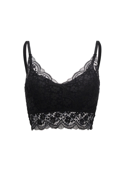 Топ - кроп - бра - бюстье "Лэнни" черный, кружево