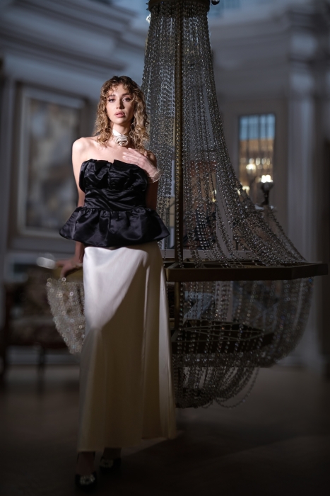 Юбка "атлас" эко-шелк плотный, белая (длина 100 см)