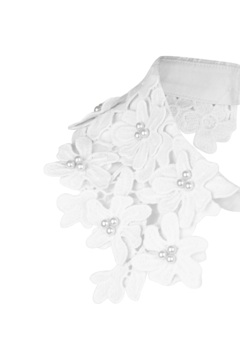 Воротник с объемным узором, цветы, жемчуг