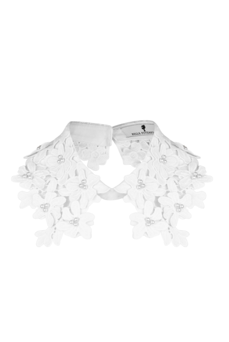 Воротник с объемным узором, цветы, жемчуг