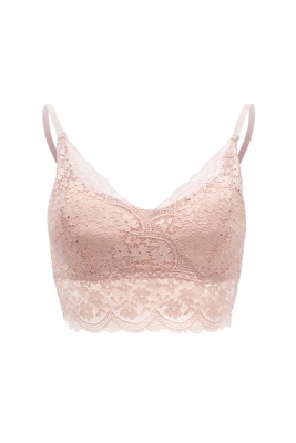 Топ - кроп - бра - бюстье "Лэнни" пудровый (нежно-розовая), кружево
