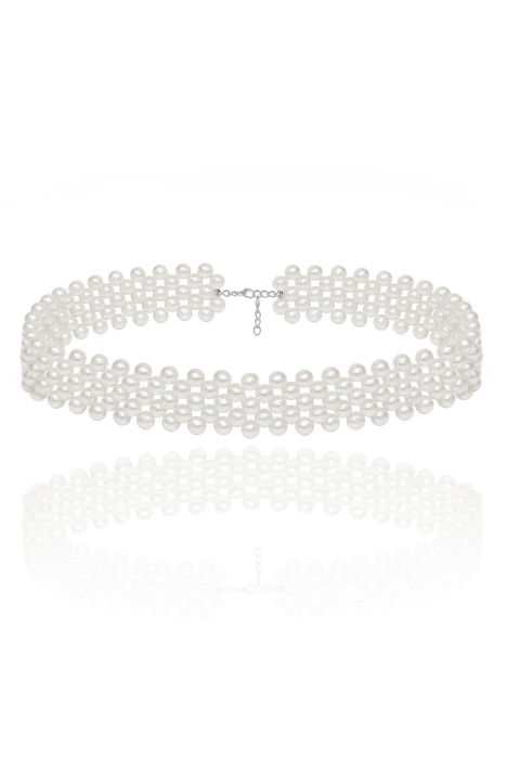 Чокер - колье из мелкого белого жемчуга, широкий