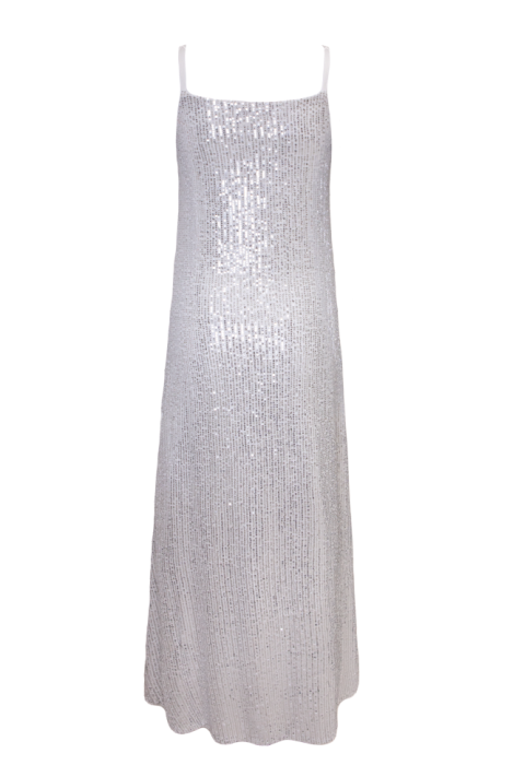Платье -комбинация "Эйвон" белая, серебристые пайетки, макси
