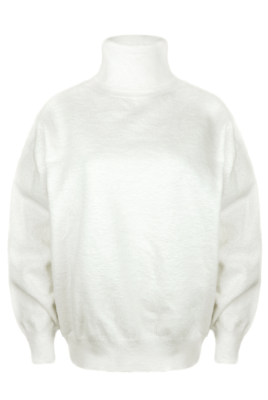 Свитер "Анжело" (кофта, джемпер) белый, с горловиной, ангора, пушистый