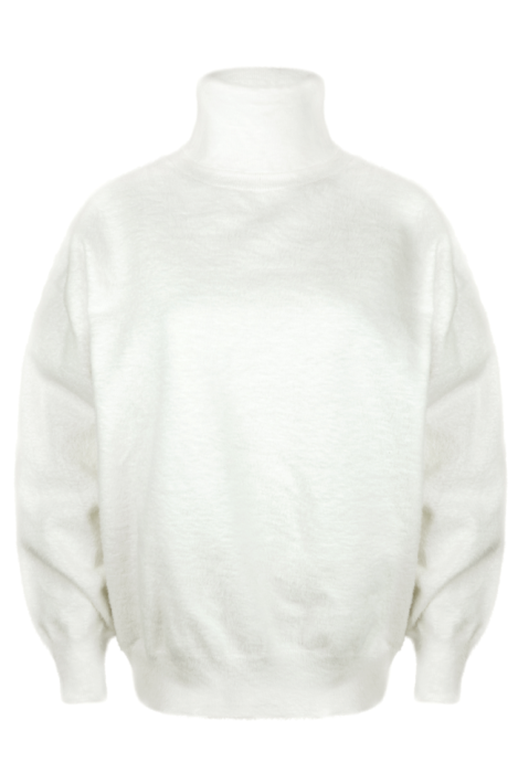 Свитер "Анжело" (кофта, джемпер) белый, с горловиной, ангора, пушистый