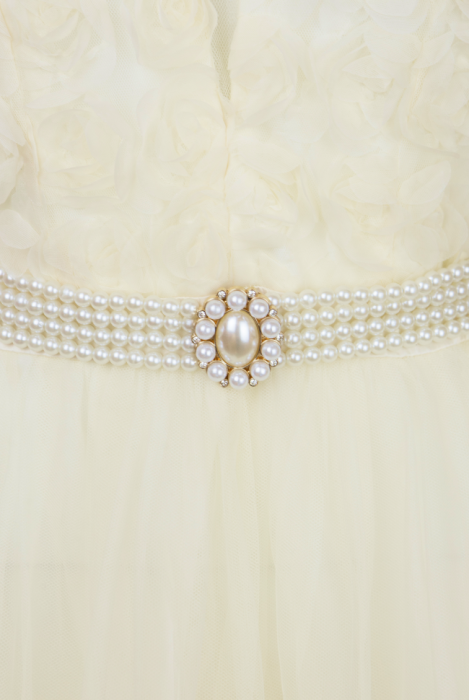 Платье-пачка "Жанмари" шампань, нюдовое, кремовое, объемные розы, мини