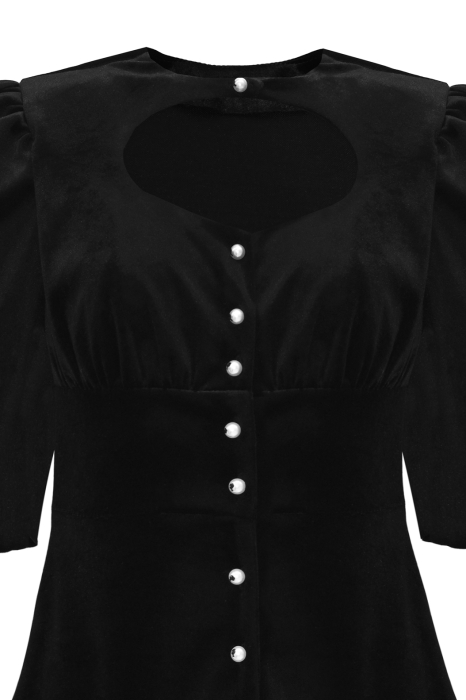 Платье "Эрнеста" черное, бархат, подол из белого хлопка