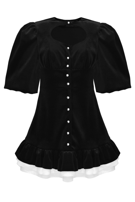 Платье "Эрнеста" черное, бархат, подол из белого хлопка