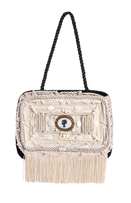 Ридикюль квадратный черный с молочным "Лого"