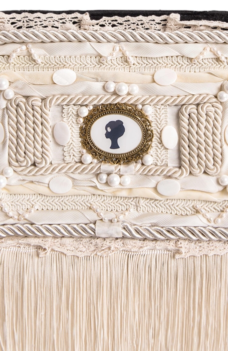 Ридикюль квадратный черный с молочным "Лого"