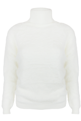 Свитер (кофта, джемпер) белый, с горловиной, ангора, пушистый