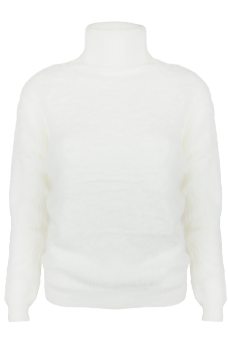 Свитер (кофта, джемпер) белый, с горловиной, ангора, пушистый