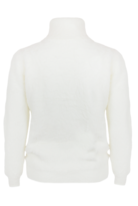 Свитер (кофта, джемпер) белый, с горловиной, ангора, пушистый