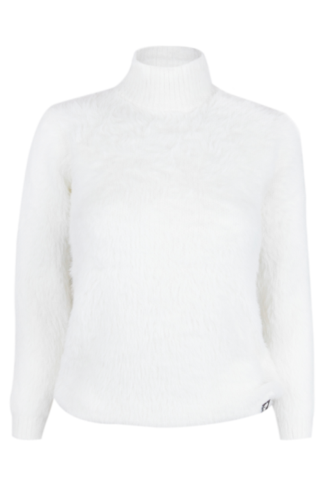 Свитер (кофта, джемпер) белый, с горловиной, ангора, пушистый