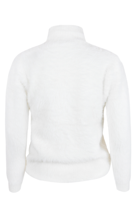 Свитер (кофта, джемпер) белый, с горловиной, ангора, пушистый