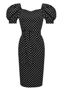 Платье "Эленика" черное, белый горох, миди