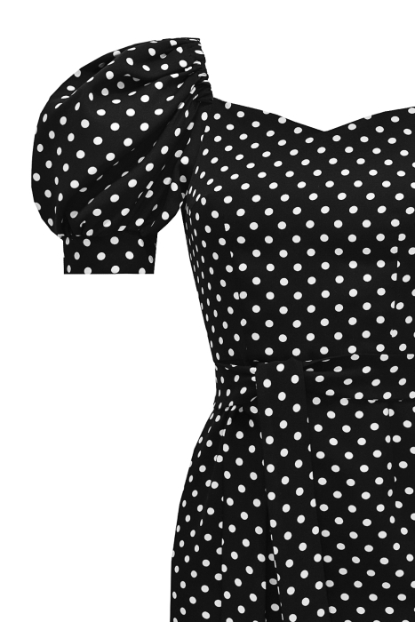 Платье "Эленика" черное, белый горох, миди