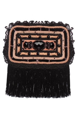 Ридикюль квадратный черный с розовым "жемчуг"