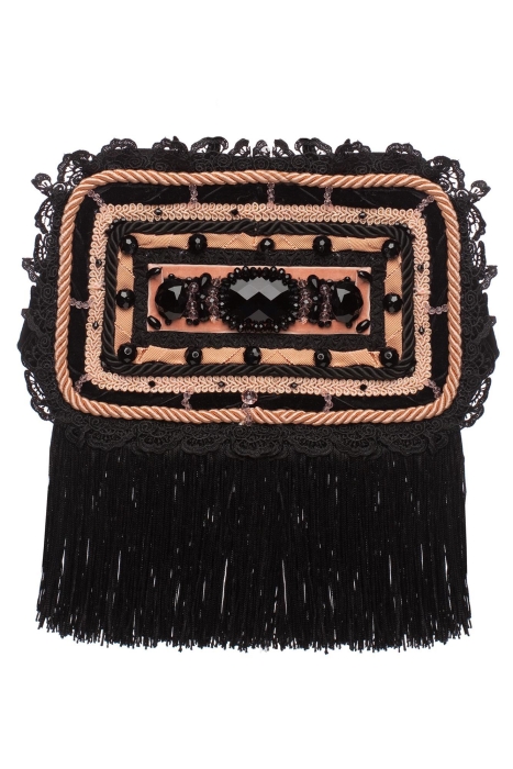 Ридикюль квадратный черный с розовым "жемчуг"