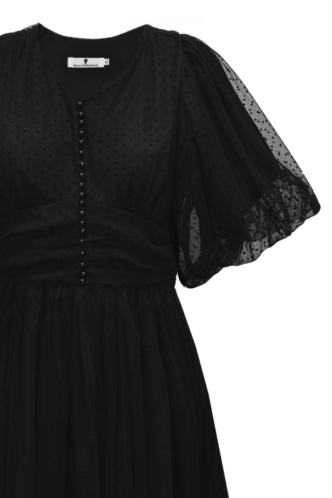 Платье "Изабелла" черное, фатин в точку, миди